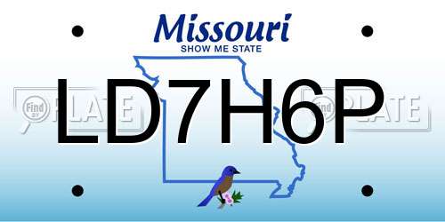LD7H6P Missouri License Plate