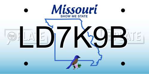 LD7K9B Missouri License Plate