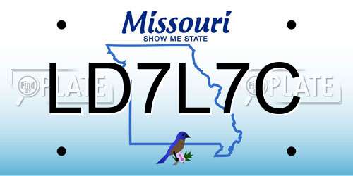 LD7L7C Missouri License Plate