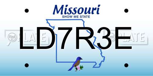 LD7R3E Missouri License Plate