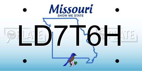 LD7T6H Missouri License Plate