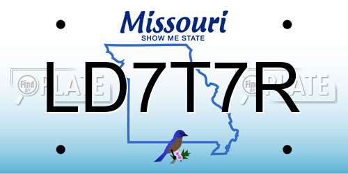 LD7T7R Missouri License Plate