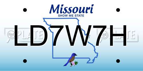 LD7W7H Missouri License Plate
