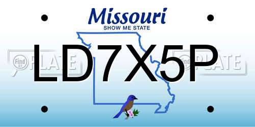 LD7X5P Missouri License Plate