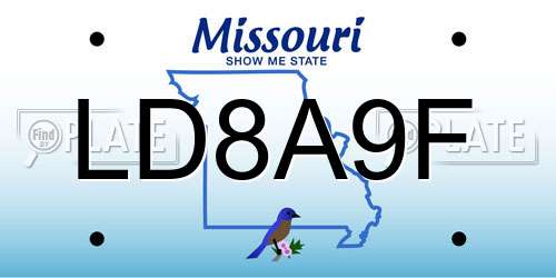 LD8A9F Missouri License Plate