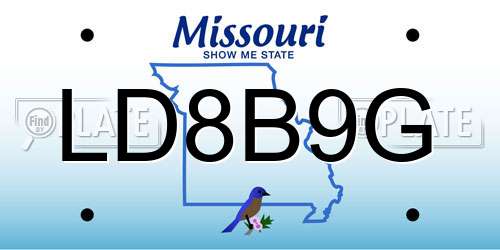 LD8B9G Missouri License Plate