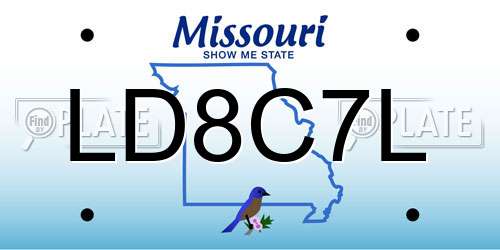 LD8C7L Missouri License Plate