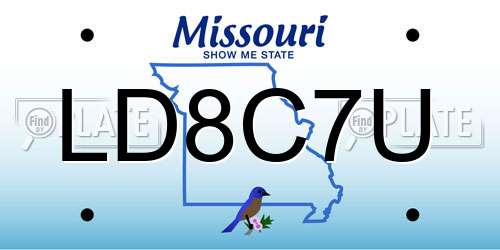 LD8C7U Missouri License Plate