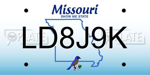 LD8J9K Missouri License Plate