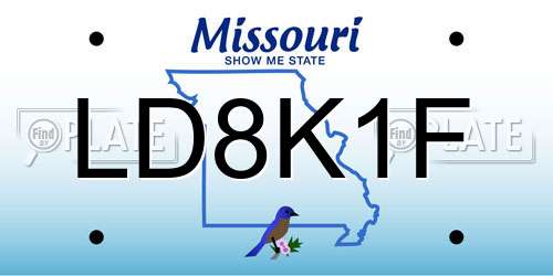 LD8K1F Missouri License Plate