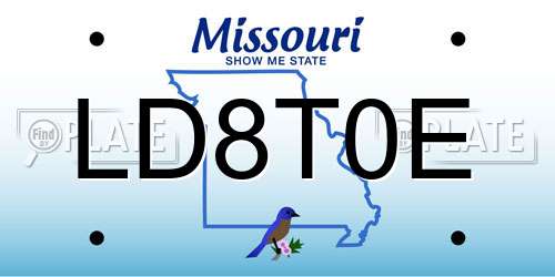 LD8T0E Missouri License Plate
