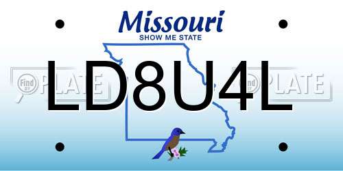 LD8U4L Missouri License Plate