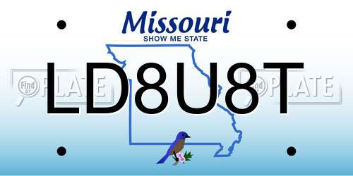 LD8U8T Missouri License Plate