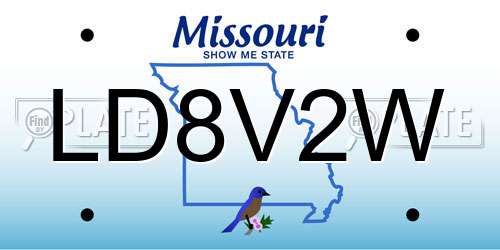 LD8V2W Missouri License Plate