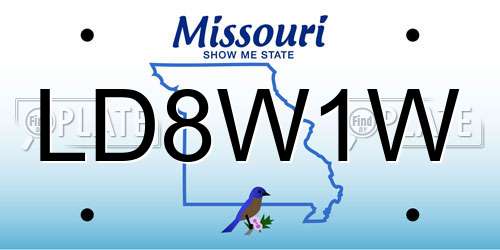 LD8W1W Missouri License Plate