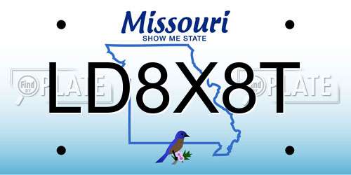 LD8X8T Missouri License Plate