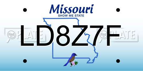 LD8Z7F Missouri License Plate