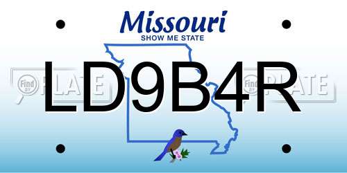 LD9B4R Missouri License Plate