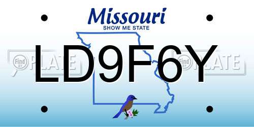 LD9F6Y Missouri License Plate