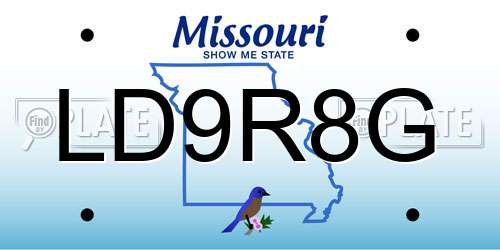 LD9R8G Missouri License Plate