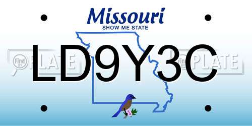 LD9Y3C Missouri License Plate