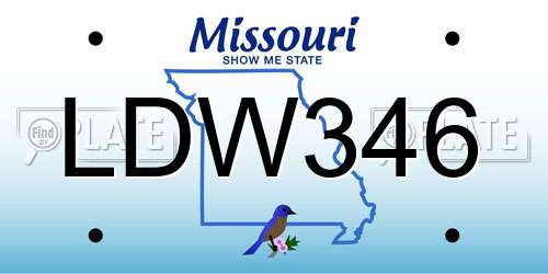 LDW346 Missouri License Plate