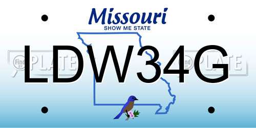LDW34G Missouri License Plate