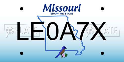 LE0A7X Missouri License Plate