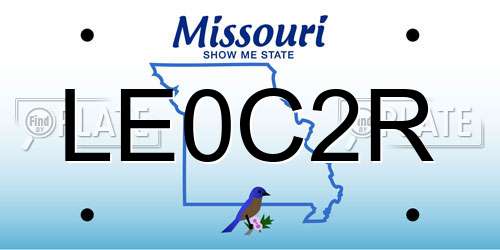 LE0C2R Missouri License Plate