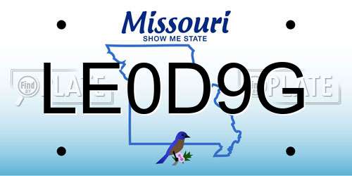 LE0D9G Missouri License Plate