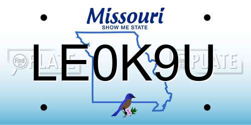 LE0K9U Missouri License Plate