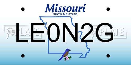 LE0N2G Missouri License Plate