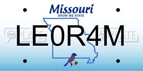 LE0R4M Missouri License Plate