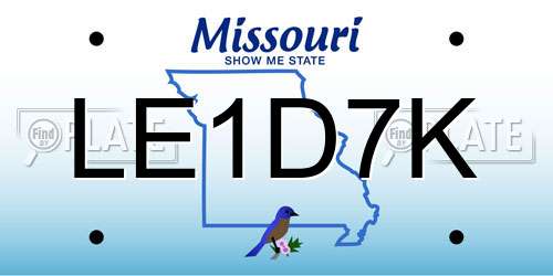 LE1D7K Missouri License Plate