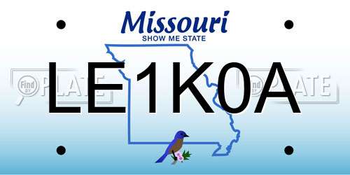 LE1K0A Missouri License Plate