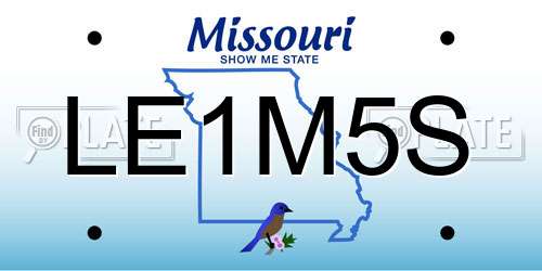 LE1M5S Missouri License Plate