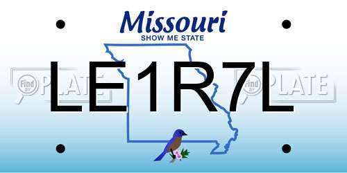 LE1R7L Missouri License Plate