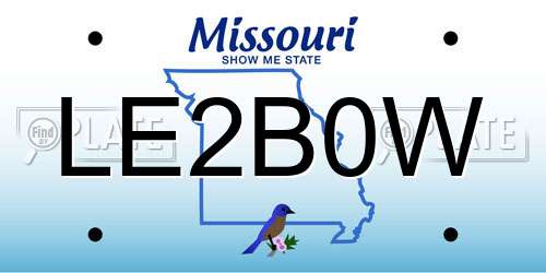 LE2B0W Missouri License Plate