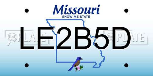 LE2B5D Missouri License Plate