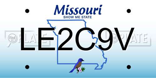 LE2C9V Missouri License Plate