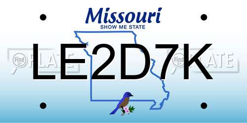 LE2D7K Missouri License Plate