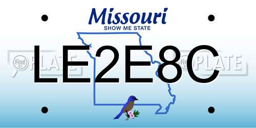 LE2E8C Missouri License Plate