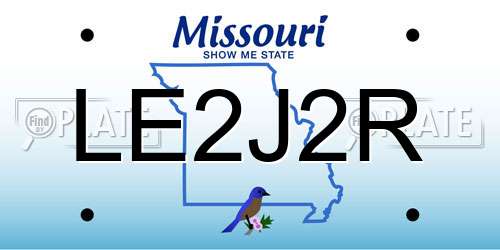 LE2J2R Missouri License Plate