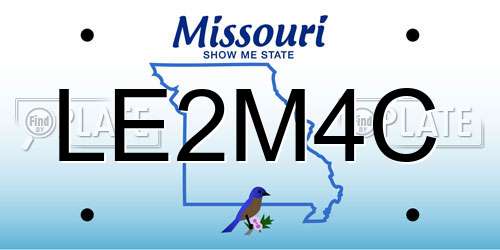 LE2M4C Missouri License Plate
