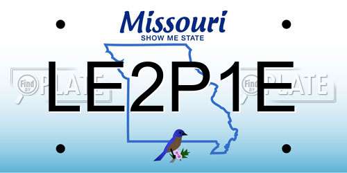 LE2P1E Missouri License Plate