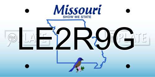 LE2R9G Missouri License Plate