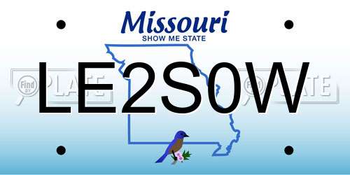LE2S0W Missouri License Plate