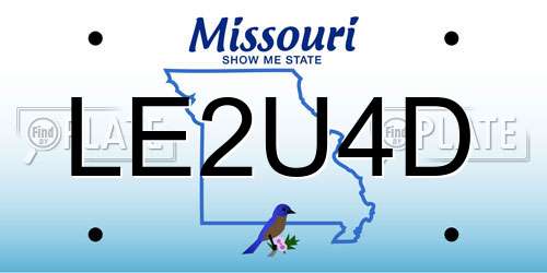 LE2U4D Missouri License Plate