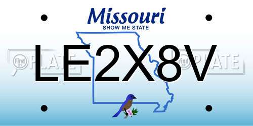 LE2X8V Missouri License Plate