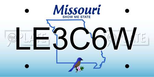 LE3C6W Missouri License Plate